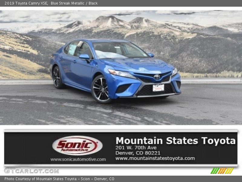 Blue Streak Metallic / Black 2019 Toyota Camry XSE