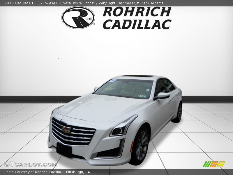 Crystal White Tricoat / Very Light Cashmere/Jet Black Accents 2018 Cadillac CTS Luxury AWD