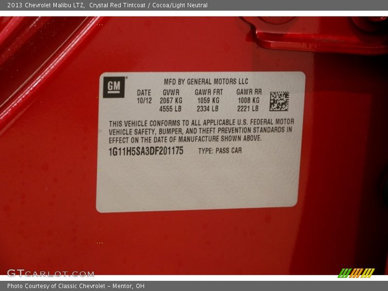 Crystal Red Tintcoat / Cocoa/Light Neutral 2013 Chevrolet Malibu LTZ
