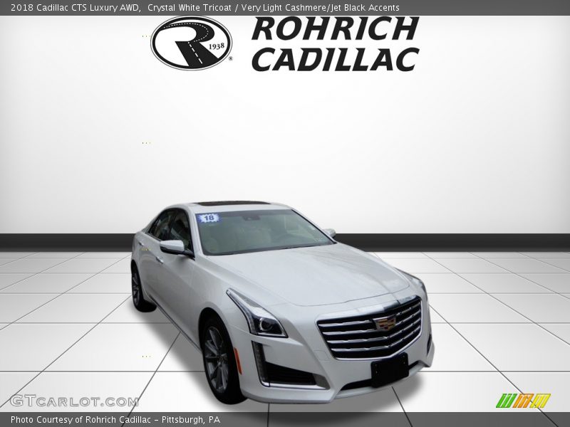 Crystal White Tricoat / Very Light Cashmere/Jet Black Accents 2018 Cadillac CTS Luxury AWD
