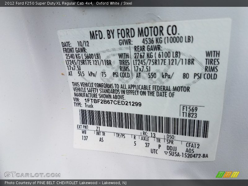 Oxford White / Steel 2012 Ford F250 Super Duty XL Regular Cab 4x4
