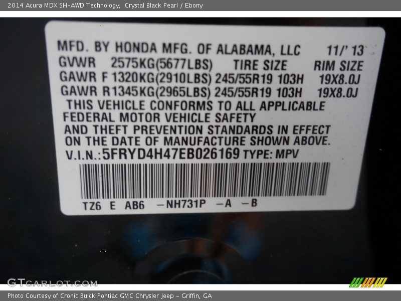 Crystal Black Pearl / Ebony 2014 Acura MDX SH-AWD Technology