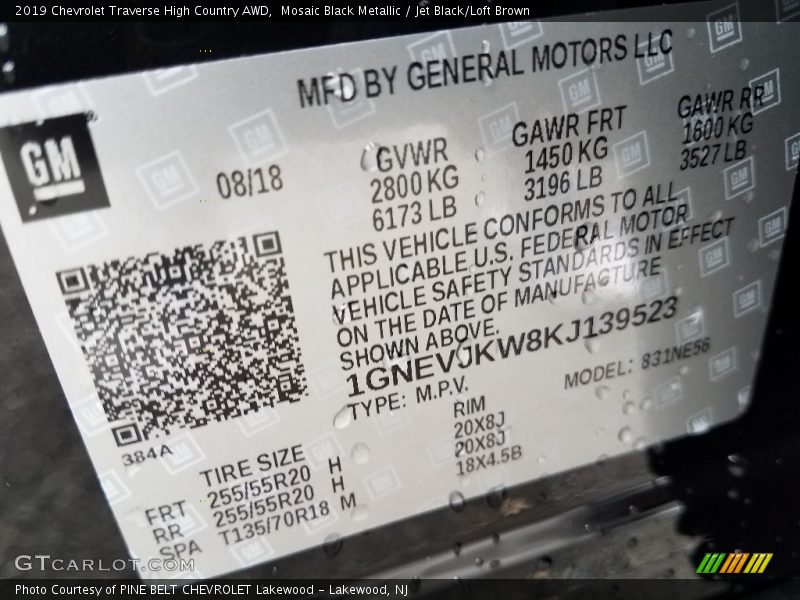Mosaic Black Metallic / Jet Black/Loft Brown 2019 Chevrolet Traverse High Country AWD