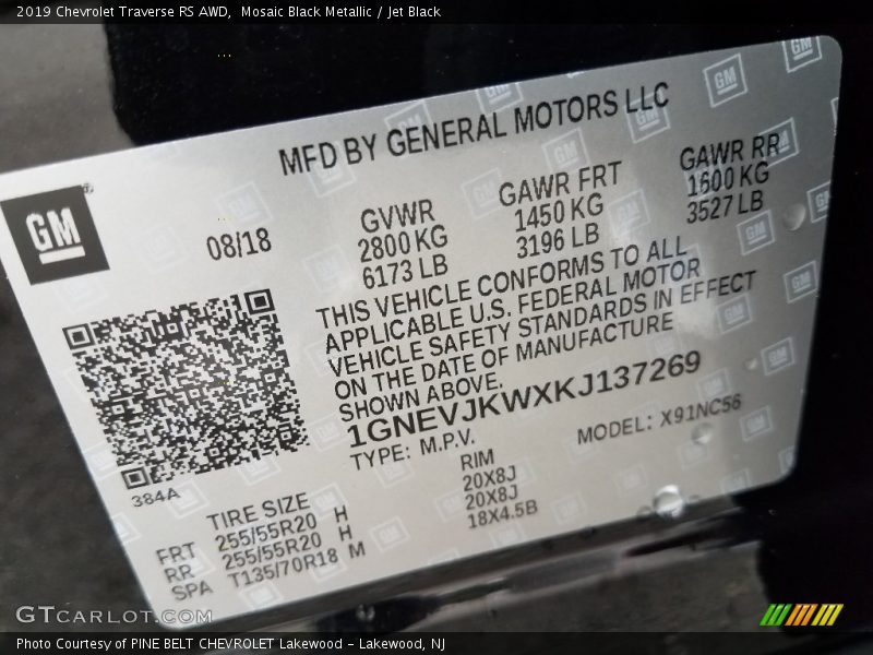 Mosaic Black Metallic / Jet Black 2019 Chevrolet Traverse RS AWD