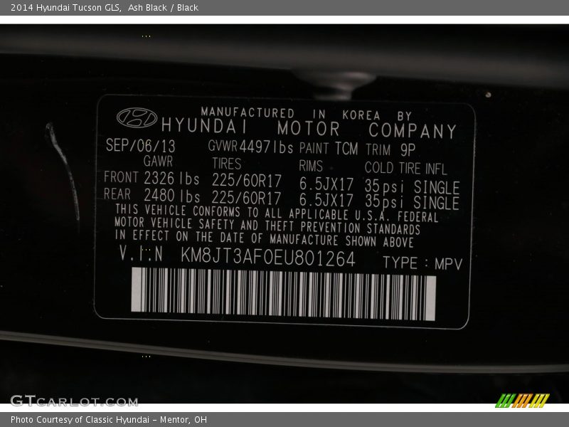 Ash Black / Black 2014 Hyundai Tucson GLS