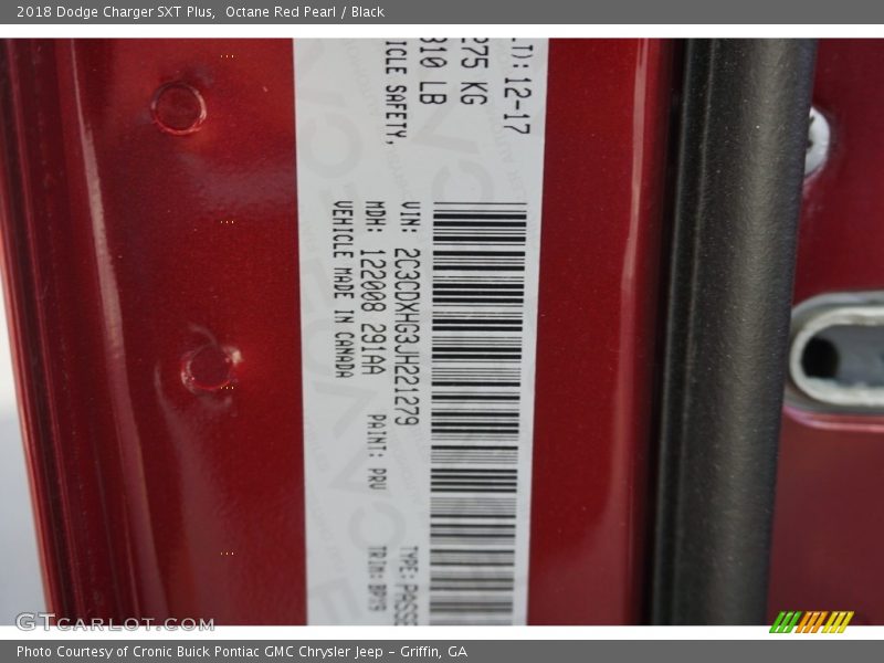 Octane Red Pearl / Black 2018 Dodge Charger SXT Plus