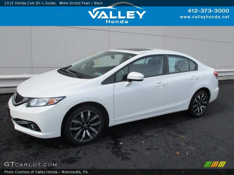 White Orchid Pearl / Black 2015 Honda Civic EX-L Sedan