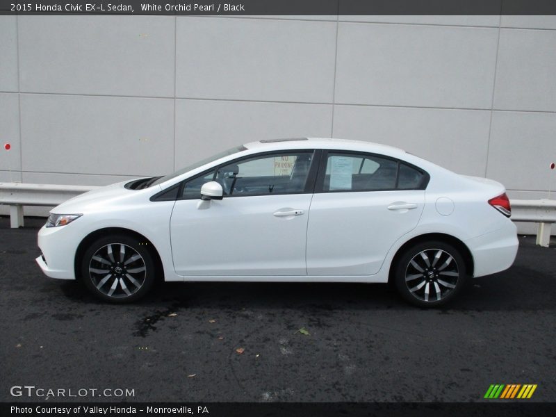 White Orchid Pearl / Black 2015 Honda Civic EX-L Sedan