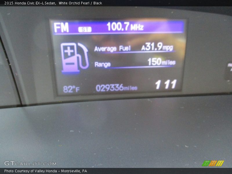 White Orchid Pearl / Black 2015 Honda Civic EX-L Sedan