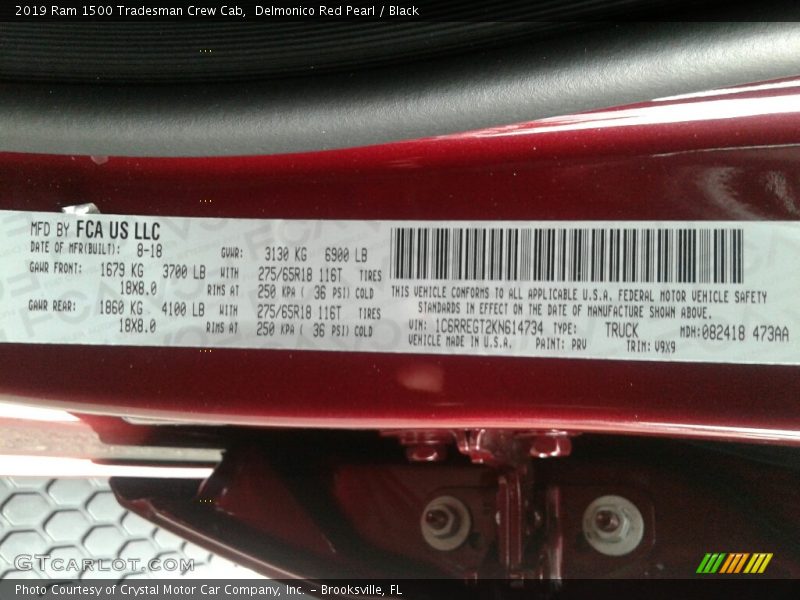 Delmonico Red Pearl / Black 2019 Ram 1500 Tradesman Crew Cab