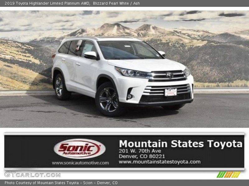 Blizzard Pearl White / Ash 2019 Toyota Highlander Limited Platinum AWD