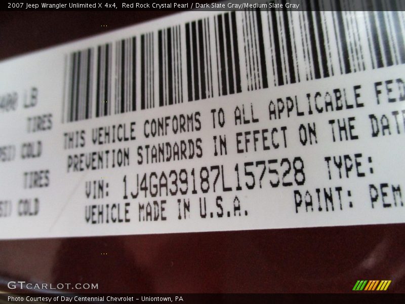 Red Rock Crystal Pearl / Dark Slate Gray/Medium Slate Gray 2007 Jeep Wrangler Unlimited X 4x4