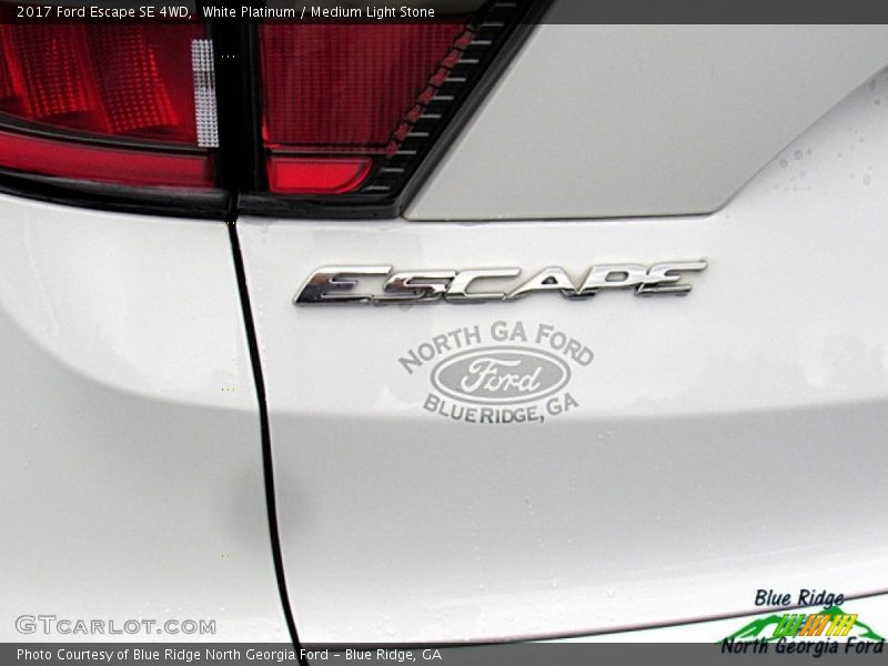 White Platinum / Medium Light Stone 2017 Ford Escape SE 4WD