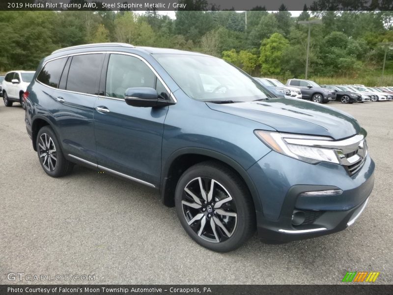 Steel Sapphire Metallic / Gray 2019 Honda Pilot Touring AWD