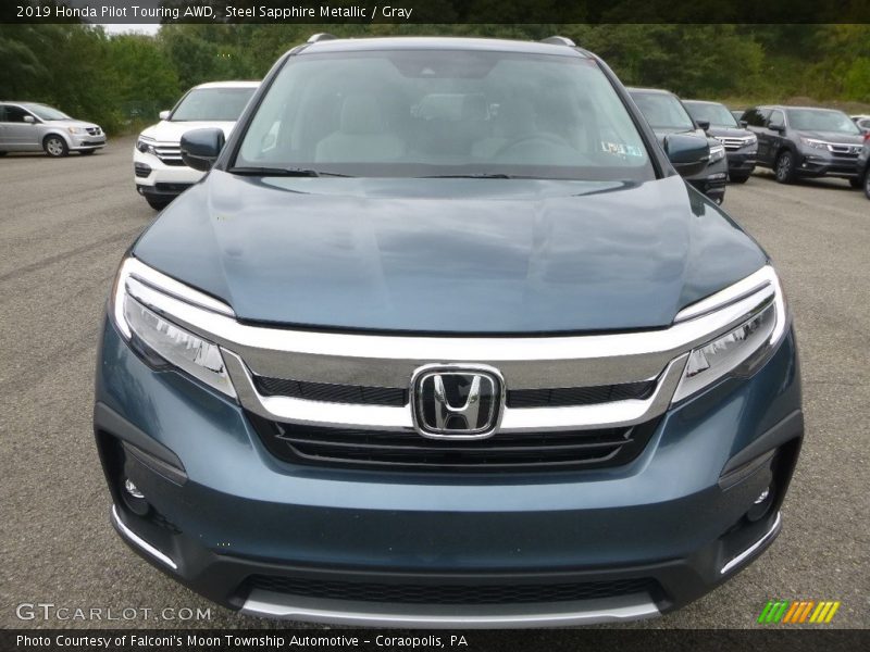 Steel Sapphire Metallic / Gray 2019 Honda Pilot Touring AWD