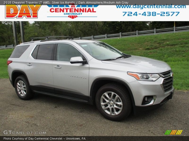 Silver Ice Metallic / Dark Atmosphere/Medium Ash Gray 2018 Chevrolet Traverse LT AWD