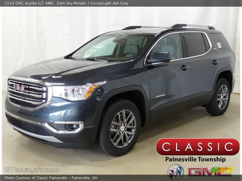 Dark Sky Metallic / Cocoa/Light Ash Gray 2019 GMC Acadia SLT AWD