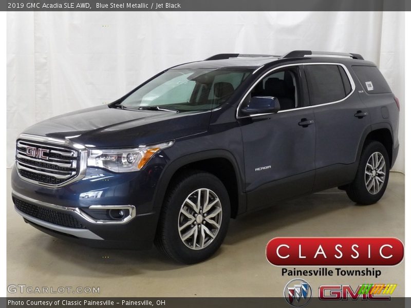 Blue Steel Metallic / Jet Black 2019 GMC Acadia SLE AWD