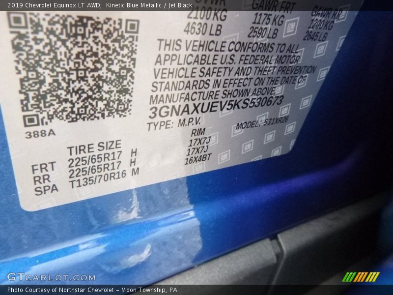 Kinetic Blue Metallic / Jet Black 2019 Chevrolet Equinox LT AWD