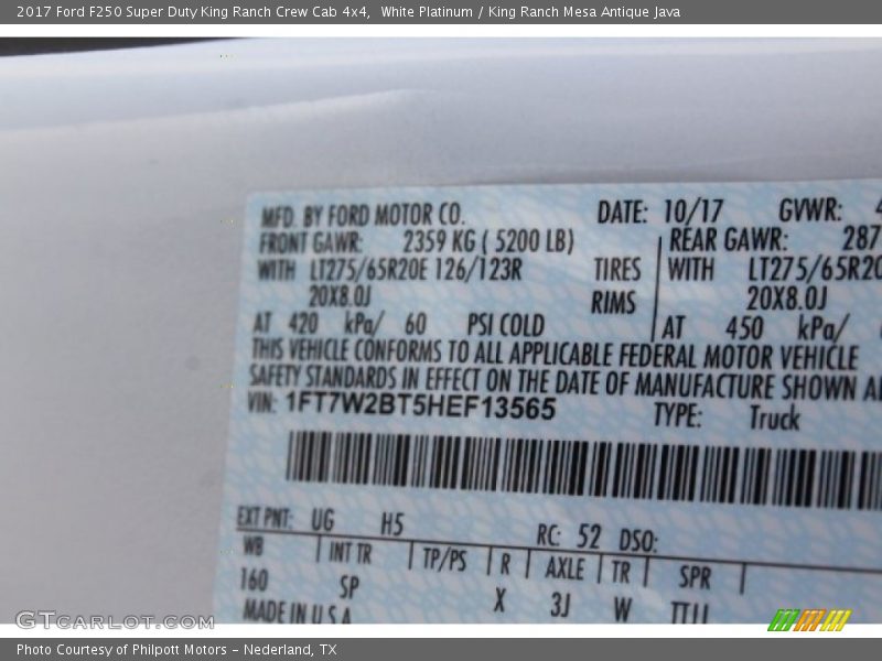 White Platinum / King Ranch Mesa Antique Java 2017 Ford F250 Super Duty King Ranch Crew Cab 4x4