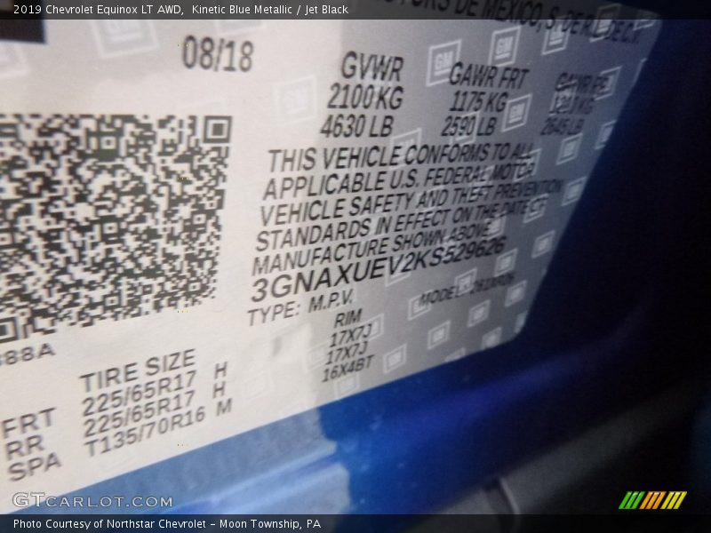 Kinetic Blue Metallic / Jet Black 2019 Chevrolet Equinox LT AWD