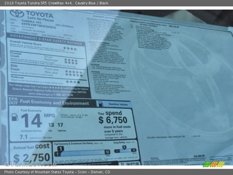 Cavalry Blue / Black 2019 Toyota Tundra SR5 CrewMax 4x4