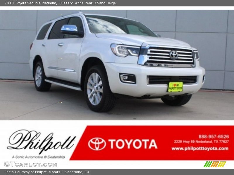 Blizzard White Pearl / Sand Beige 2018 Toyota Sequoia Platinum