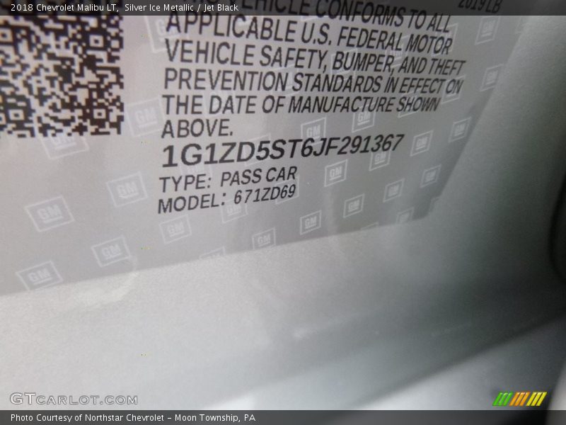 Silver Ice Metallic / Jet Black 2018 Chevrolet Malibu LT
