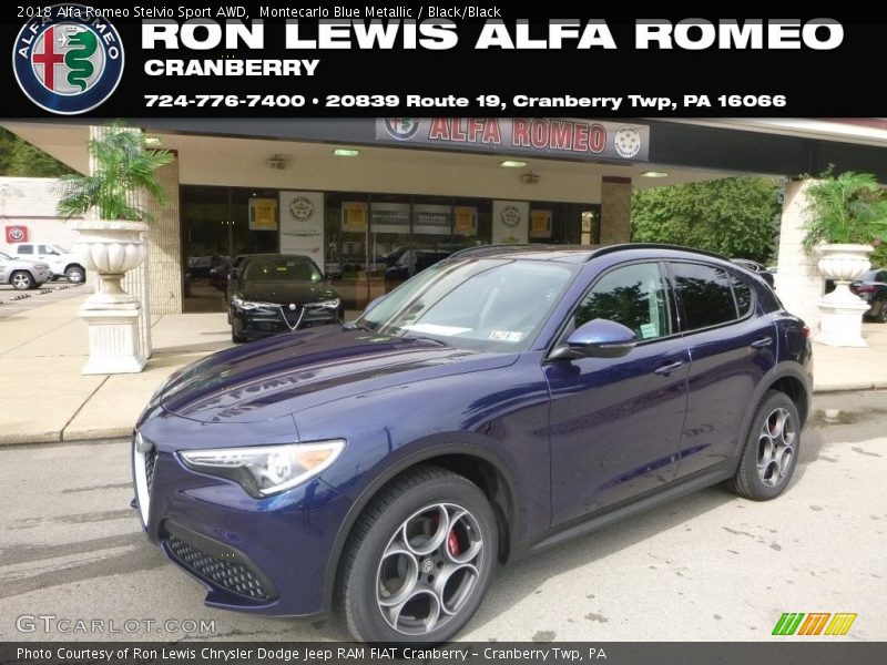 Montecarlo Blue Metallic / Black/Black 2018 Alfa Romeo Stelvio Sport AWD