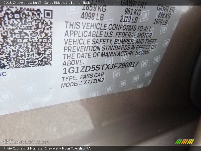 Sandy Ridge Metallic / Jet Black 2018 Chevrolet Malibu LT