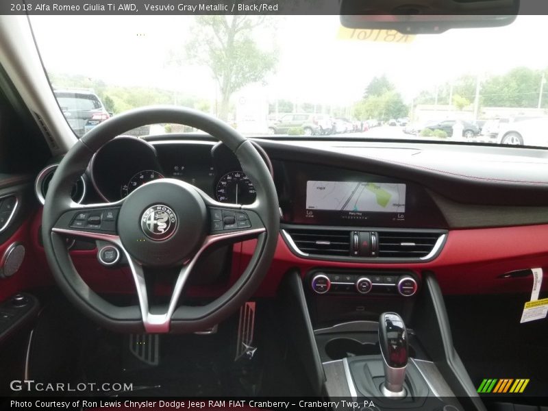 Vesuvio Gray Metallic / Black/Red 2018 Alfa Romeo Giulia Ti AWD