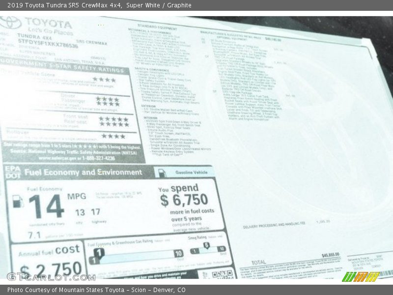 Super White / Graphite 2019 Toyota Tundra SR5 CrewMax 4x4