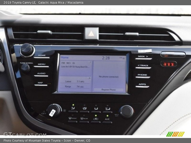 Galactic Aqua Mica / Macadamia 2019 Toyota Camry LE