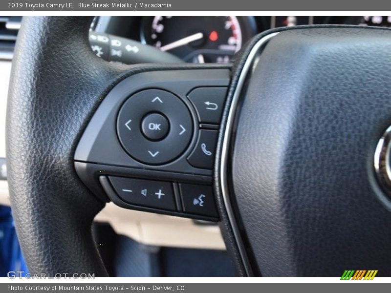 Blue Streak Metallic / Macadamia 2019 Toyota Camry LE