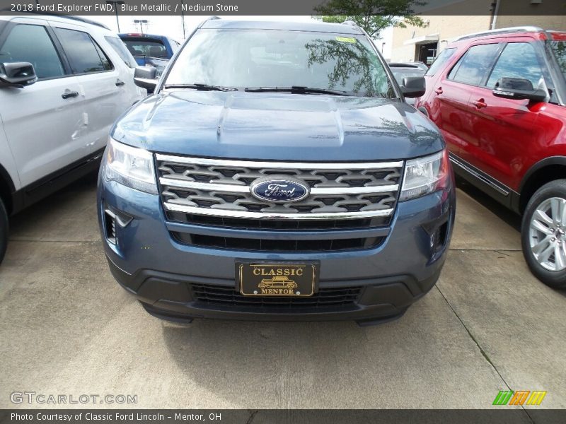 Blue Metallic / Medium Stone 2018 Ford Explorer FWD