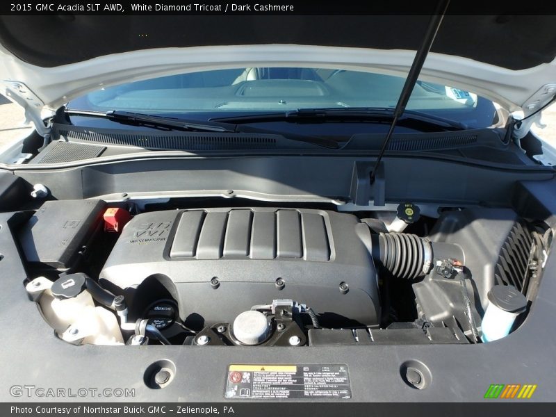 White Diamond Tricoat / Dark Cashmere 2015 GMC Acadia SLT AWD