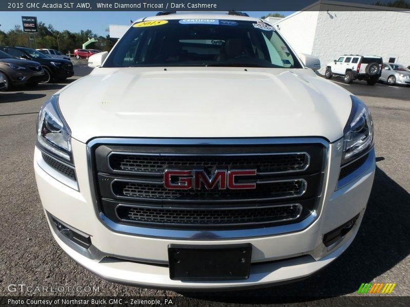 White Diamond Tricoat / Dark Cashmere 2015 GMC Acadia SLT AWD