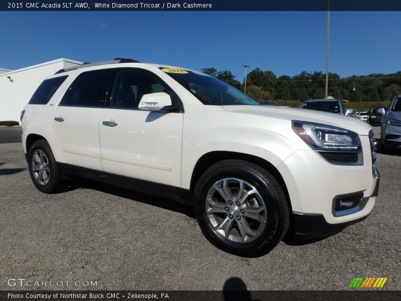 White Diamond Tricoat / Dark Cashmere 2015 GMC Acadia SLT AWD