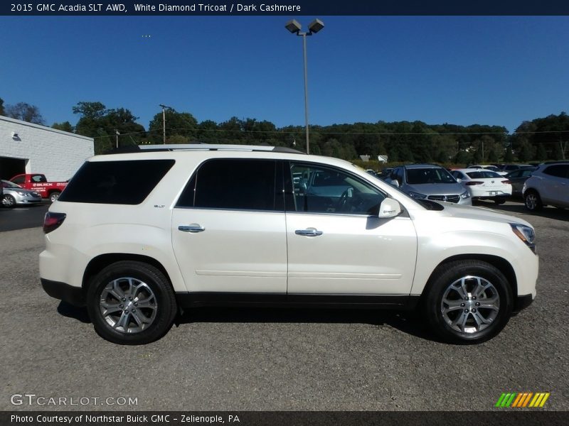White Diamond Tricoat / Dark Cashmere 2015 GMC Acadia SLT AWD