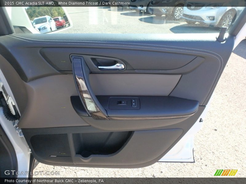 White Diamond Tricoat / Dark Cashmere 2015 GMC Acadia SLT AWD