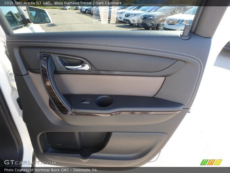 White Diamond Tricoat / Dark Cashmere 2015 GMC Acadia SLT AWD