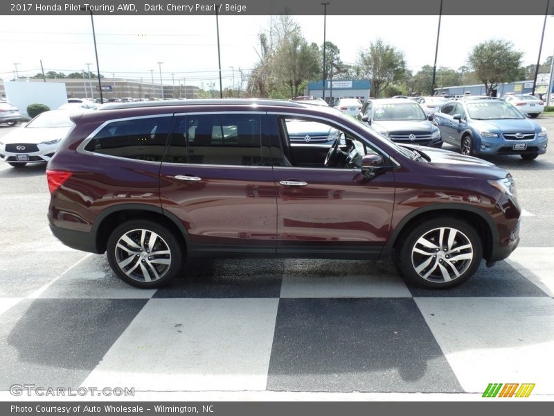 Dark Cherry Pearl / Beige 2017 Honda Pilot Touring AWD