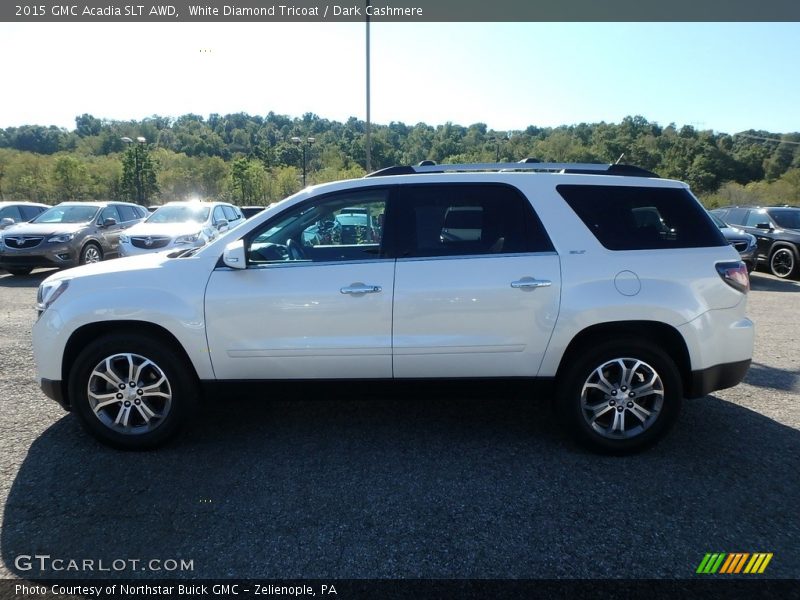 White Diamond Tricoat / Dark Cashmere 2015 GMC Acadia SLT AWD