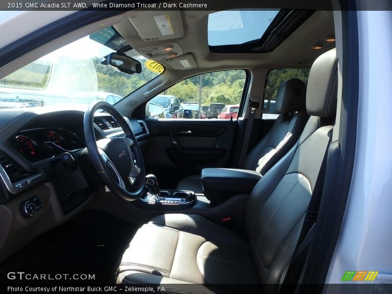 White Diamond Tricoat / Dark Cashmere 2015 GMC Acadia SLT AWD