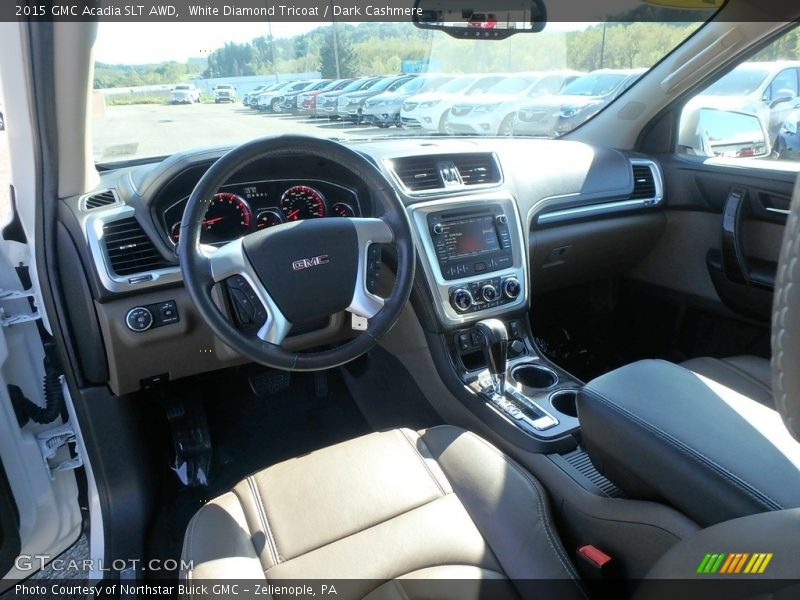 White Diamond Tricoat / Dark Cashmere 2015 GMC Acadia SLT AWD