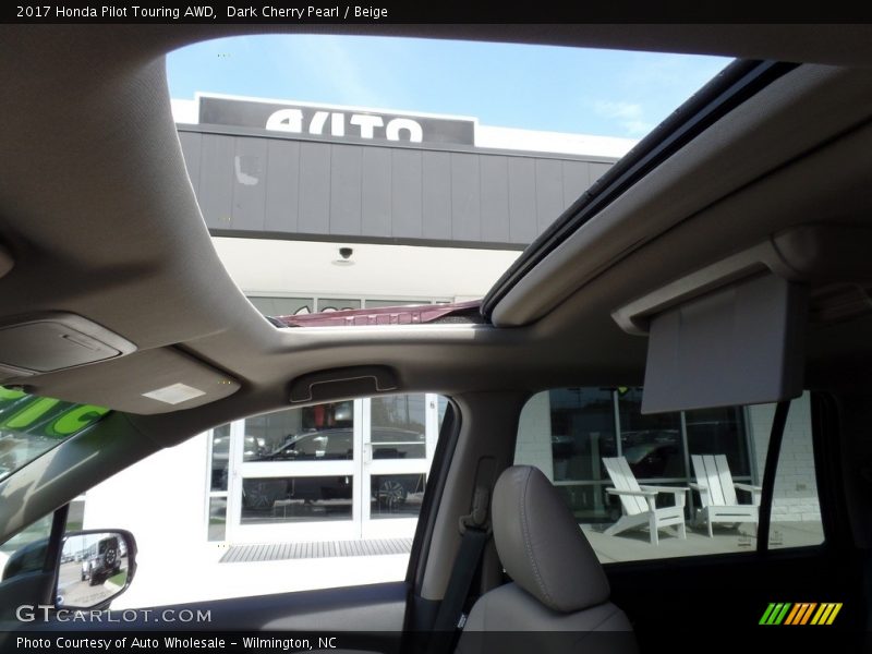 Dark Cherry Pearl / Beige 2017 Honda Pilot Touring AWD