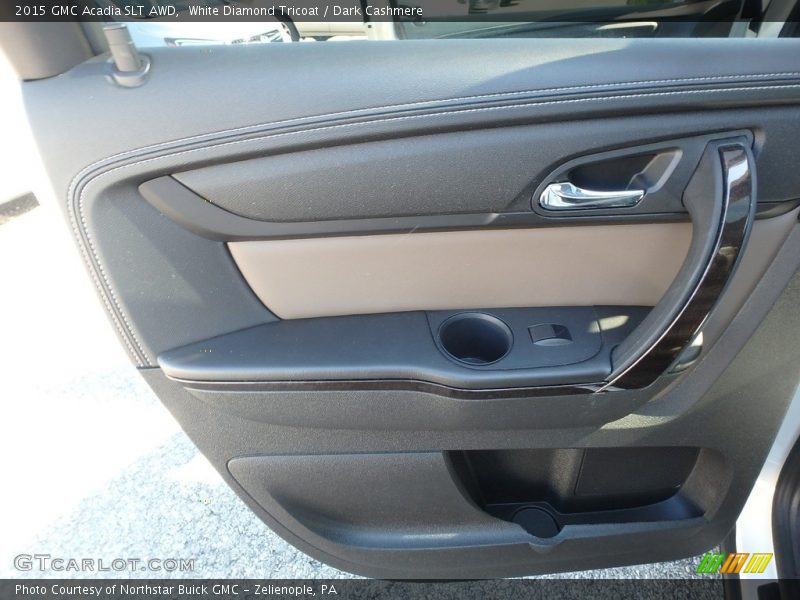 White Diamond Tricoat / Dark Cashmere 2015 GMC Acadia SLT AWD