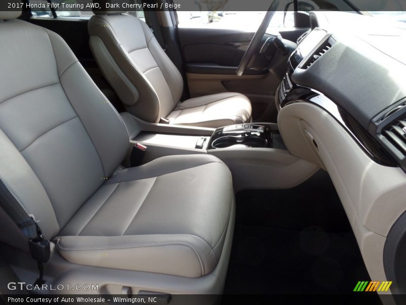 Dark Cherry Pearl / Beige 2017 Honda Pilot Touring AWD