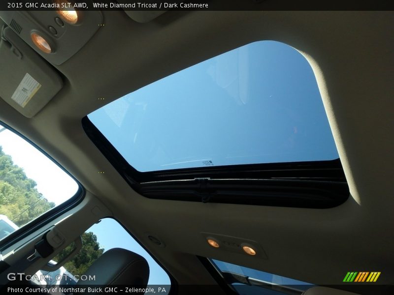 White Diamond Tricoat / Dark Cashmere 2015 GMC Acadia SLT AWD