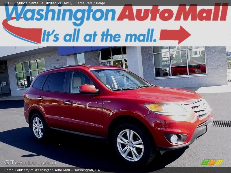 Sierra Red / Beige 2012 Hyundai Santa Fe Limited V6 AWD